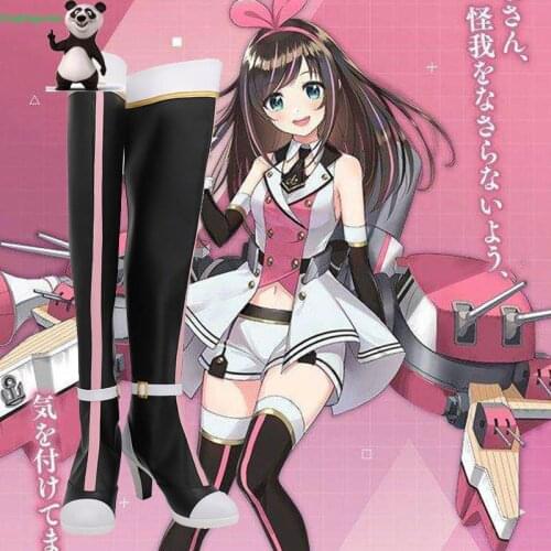 YouTuber Kizuna AI A.I.Channel White Black Cosplay Shoes Cosplay Long Boots Leather Custom Made CosplayLove