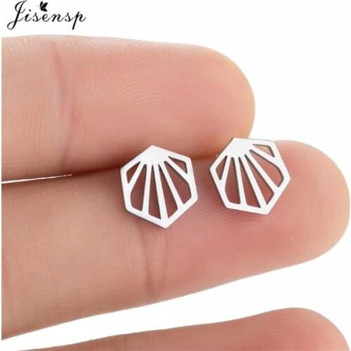 Punk Fashion Jewelry Earings Small Geometric Hexagon Stud Earrings for Women Hollow Statement Earing Girls Party Pendientes