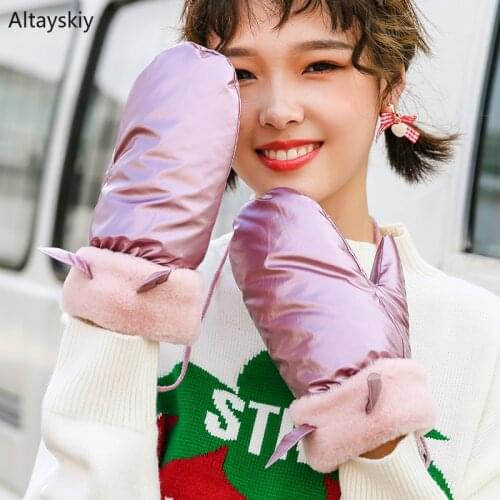 Gloves Women Warm Sweet Kawaii Korean Style Cartoon Students Womens Glove Thicker Mittens Chic New 2020 Lady Cute All-match Girl