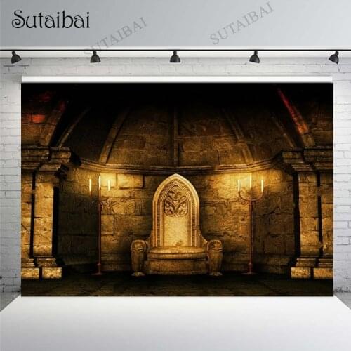 Gold Medieval Palace Light Throne Backdrop High Quality Computer Print Photography Backgrounds Retro Brick Wall Photo Backdrop