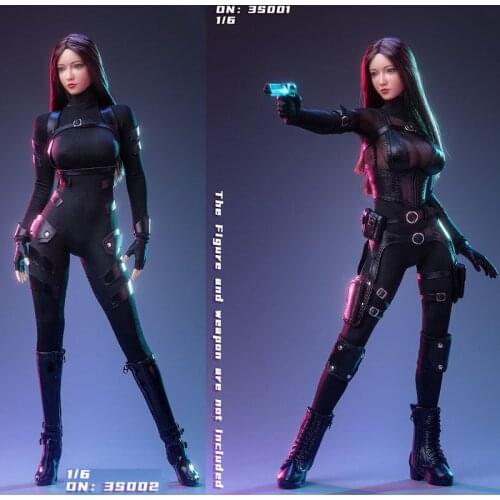 1/6 3S001/3S002 Agent Girl Black Combat Stealth Clothes &Props For 12'' Female Body
