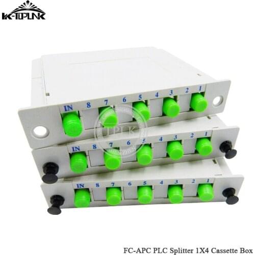 10pcs FTTH 1*4 FC APC PLC splitter Cassette box 1*4 splitter Fiber Optical Coupler Cassette Box PLC Splitter Card Module Insert