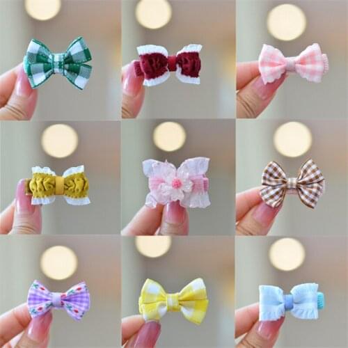 10pcs/Lot Small Fresh Plaid Bows Hairpin Side Clip Girls Bow Hair Clip Mini Children Hair Accessories Flower Barrette Headdress