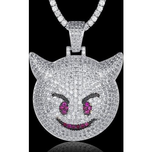 100% Micro Zircon Hip Hop Little Devil Pendant Necklace For Men Jewelry Bling Bling CZ Rapper Jewelry Factory Prices Party Gift