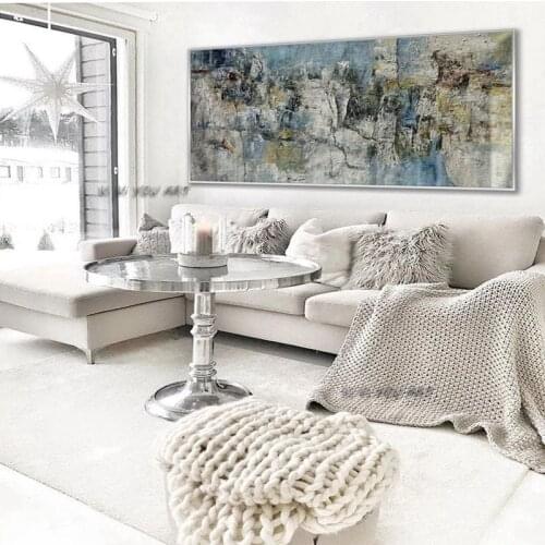 100% Handmade Horizontal RectanglePanoramic Modern Large Abstract Living Room Contemporary Textured Wall Art Oil Painting