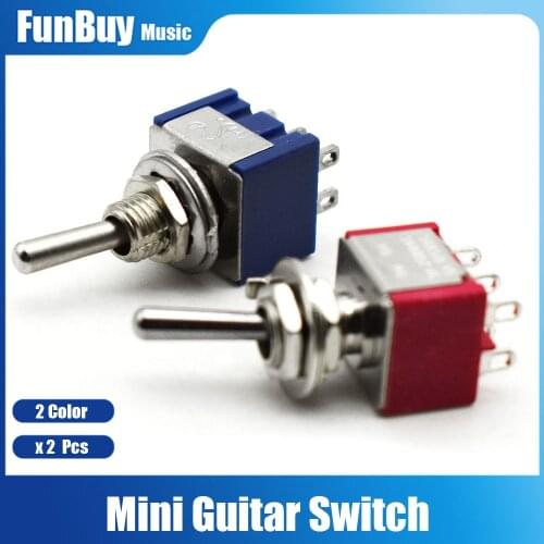 2pcs Mini 2 Way Electric Guitar Bass Pickup Toggle Switch AC 125V 6A ON/ON Red/Blue for Option Electric Guitar Parts