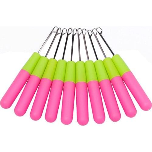 2Pcs Mixed Knitting Hook Needles Steel Bending Shape Plastic Handle Crochet Template Knitting DIY Kit Loom Tool 5.7/3.8mm