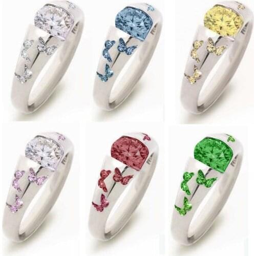 2020 New Simple 6 Style Zircon Butterfly Rings For Women Designer Female Jewelry Birthstone Party Accessories Valentine Gifts