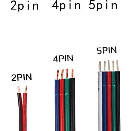 2pin wire 3pin wire 4Pin 5pin Extension wire,22 awg wire, RGB+White Wire Connector Cable For 3528 5050 LED Strip