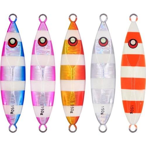 5PCS Slow Jig Deep sea Fishing Jigging Glow Zebra Jigbait Spoon Lure baits 150/250g