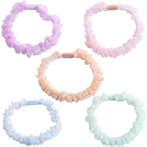 5Pcs Fashion Spring Color Scrunchie Stretch Headband Mesh Scrunchies Women Elastic Hair Bands Girls Hair Ties Hair Accessories
