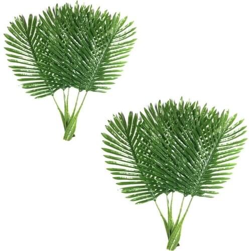 5 Pack Palm Leaves Fake Faux Artificial Plant Leaves Green Single Leaf Palm for Home Kitchen Party Supplies Tropical Leaves Deco
