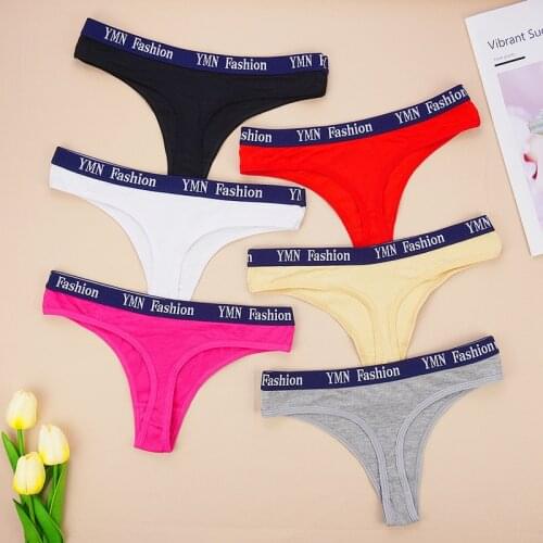 6pcs/pack Thong Panties String Femme Women Sexy Tanga Underpants Text Low Cut Sports T-panty Fashion Cotton Dropshipping Shorts
