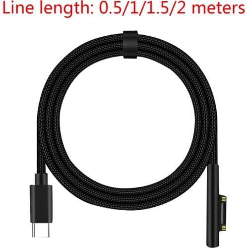 Type C Power Supply Charger Adapter 15V 3A PD Fast Charging Cable for Micro-soft Surface Pro 3 4 5 6 GO 0.5/1/1.5/2m