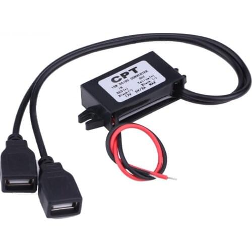 3A DC12V to 5V Dual USB Power Adapter Converter Cable Module Power Connector Car Charger For Dual USB Output