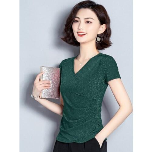 Chiffon Women Blouse 2021 Summer New Solid V-Neck Short Slim Ofice Lady Elegant Pulls Outwear Coat Tops