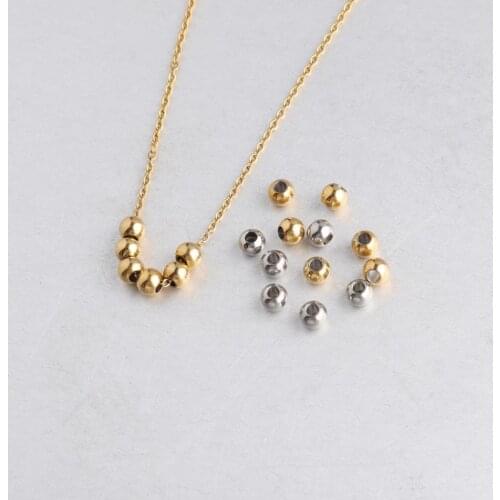 100pcs/Lot DIY Loose Bead Stainless Steel 5mm Ball Charm Beads Hole 2mm For DIY Making Neckalce Accessories