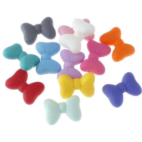 20 PCS Bowknot Silicone Teething Loose Beads Safe Food Grade Silicone Beads Necklaces Silicon Teethers Baby Dental Care