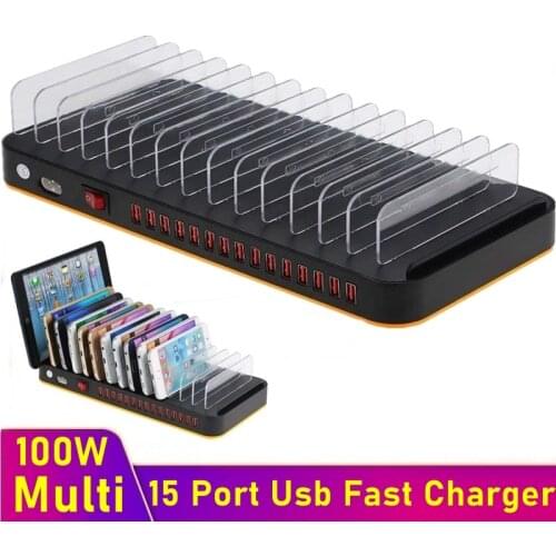 Tongdaytech 100W Multi USB Fast Charger 15 Port Usb Quick Charge Phone Stand Charging Station For Iphone Samsung Huawei Xiaomi
