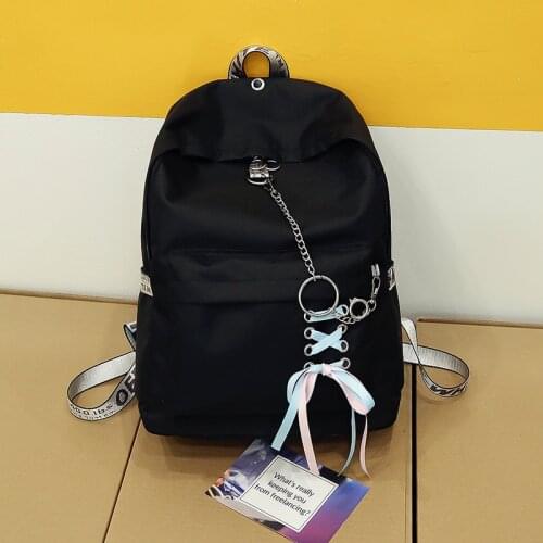 Black Women Backpack for Girls School Bags Teenage Oxford Waterproof School Back Pack Flowers Fashion Bagpack Transparent Pouch