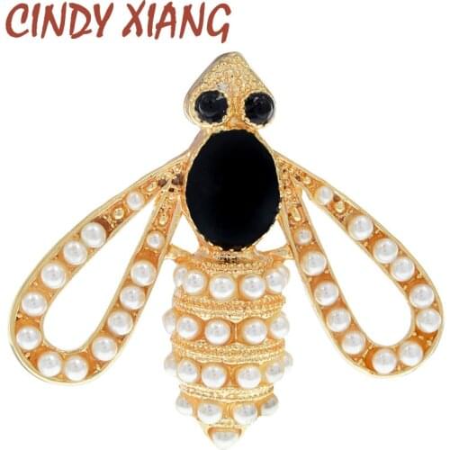CINDY XIANG New Design Insect Brooch Pins For Women Cute Simulation Pearls Bee Brooches Party Wedding Jewelry Gifts For Girl