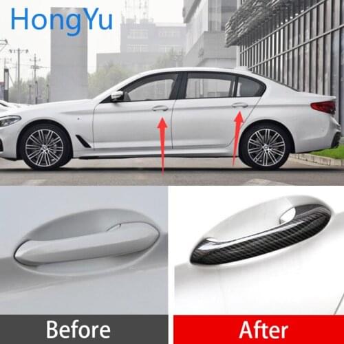 For BMW 5 series G30 G38 520d 530d 2018-2020 Auto Exterior Carbon Fiber Made Door Handle Cover Sticker Decorations Overlay Trim