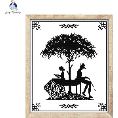 Joy sunday Black and white characters Canvas DMC 11ct 14ct Counted Chinese Cross Stitch Kits Embroidery Home Decor Needlework