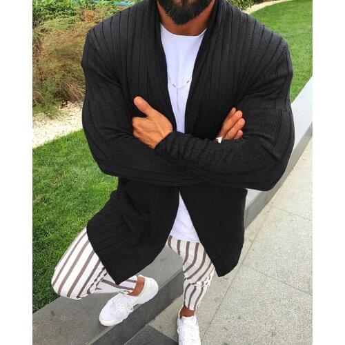 Fashionable Mens Wool Cardigan Thin Autumn Winter Fashion Long Sweaters Knitted Cotton Casual Male Jackets With Pocket