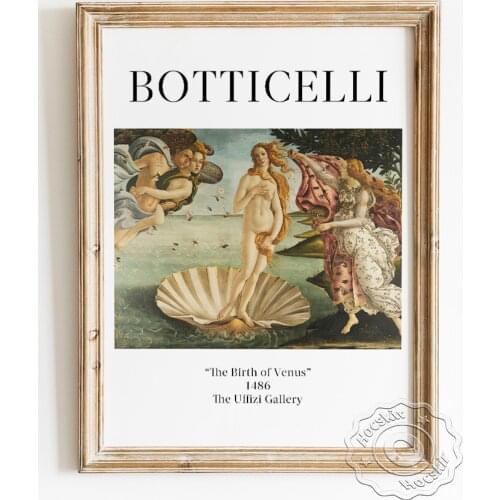 Sandro Botticelli Exhibition Museum Poster, The Birth Of Venus Canvas Painting, Roman Mythology Renaissance Home Decor Art Print
