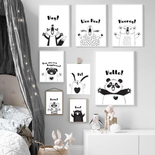 Canvas Painting Nordic Style Sheep Panda Rabbit Bear Pug Dog Animal Nursery Wall Art Posters And Prints Modern Living Room Decor