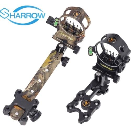 Compound Bow Sight 5 Pin (0.019) Archery Micro Adjustable Optical Fiber Retina Aiming Tool Shooting Accessories