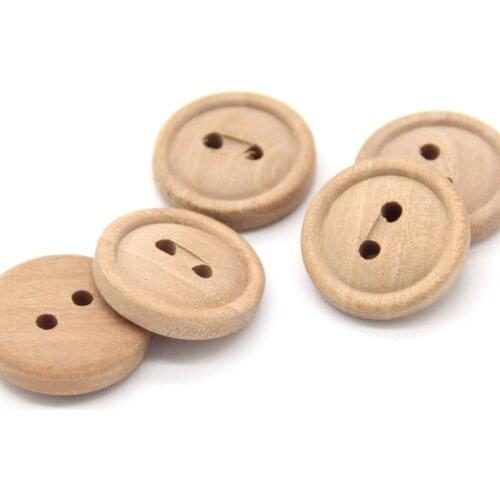 20pcs 2 Holes Natural Wood Round Sewing Buttons For Clothing Eco-Friendly Coat Sweater Decorative Handmade Accessories Wholesale