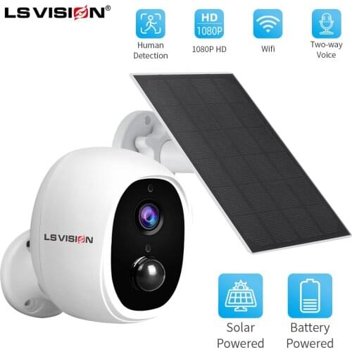 LSVISION Solar 1080P HD Wifi IP Camera Wireless Rechargeable Battery Camera With Solar Panel PIR Motion Detection Two-way Audio
