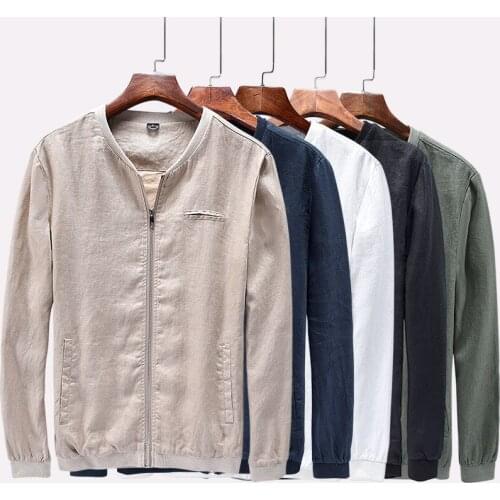 Men Spring autumn Fashion Brand Japan Style Vintage Slim Fit Linen cotton Male Casual Jacket Coat