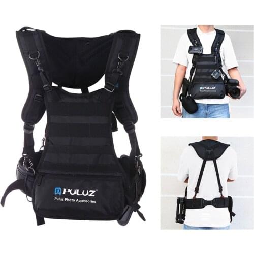 Double Shoulders Padded Strap Camera Chest Belt Body Harness System Vest Quick Strap &Side Holster Waist Belt For SLR/DSLR