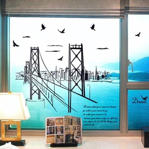 Sketch Seabirds San Francisco Bridge Wall Stickers Vinyl DIY Wall Decals for Living Room Study room Home Decoration Art