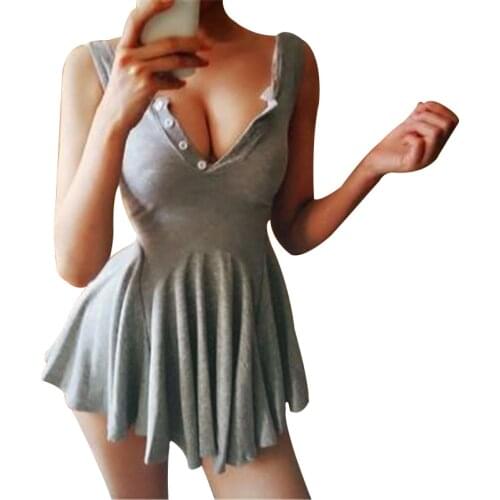 New Black Grey Sexy Playful Low-cut Irregular Large Dress Fashion Ballet vestidos Dress S-XXL 2 Color