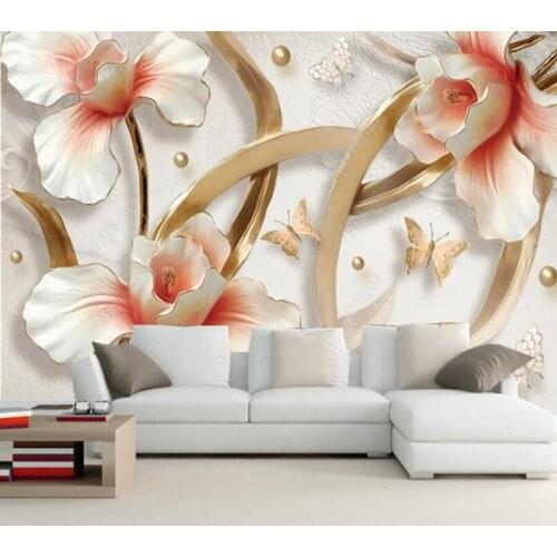 Papel de parede 3D stereo embossed flower modern wallpaper mural,living room tv wall bedroom wall papers home decor