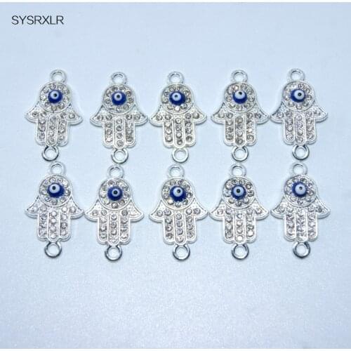 Wholesale New 10 pcs/lot Hamas Hand & Lucky Evil Eye Jewelry Findings For Earrings Charm DIY Bracelets Necklaces