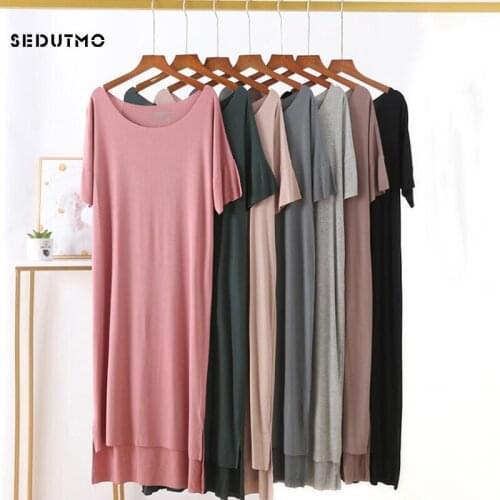 SEDUTMO Summer T shirt Dress Women Plus Size 4XL Modal Basic Dresses Short Sleeve Sexy Black Party Slim Beach Dress ED1015