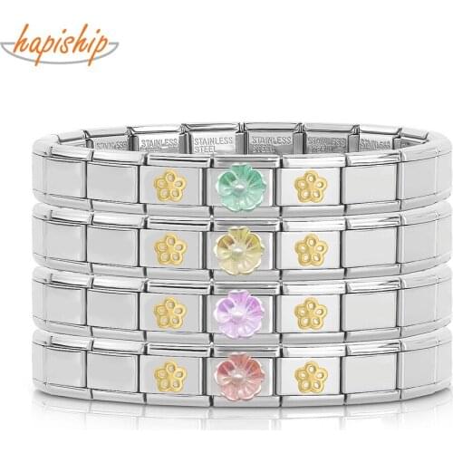 Hapiship 2021 New Girls Fashion Sweet Romantic Flower Charm Links DIY Bracelet Birthday Gift Bangle For Women Men Jewelry G156