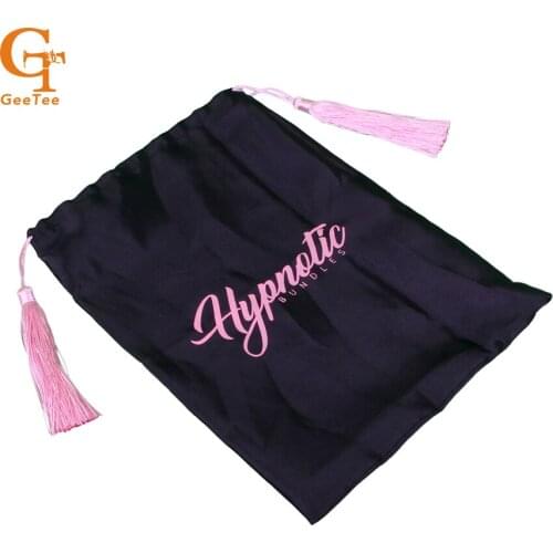 28X40cm large size Luxury custom logo brand name Virgin Hair wig packaging Satin bags,Hair extensions wigs gift silk satin bags