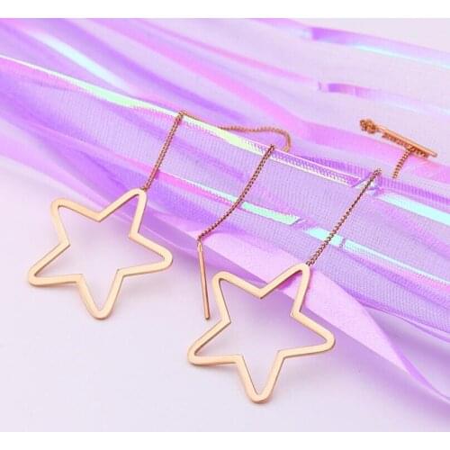 Chain Stars 27MM Trendy Brief Titanium Stainless Steel Colors Plated Men Earring Drop Earrings For Women Classic Jewelry