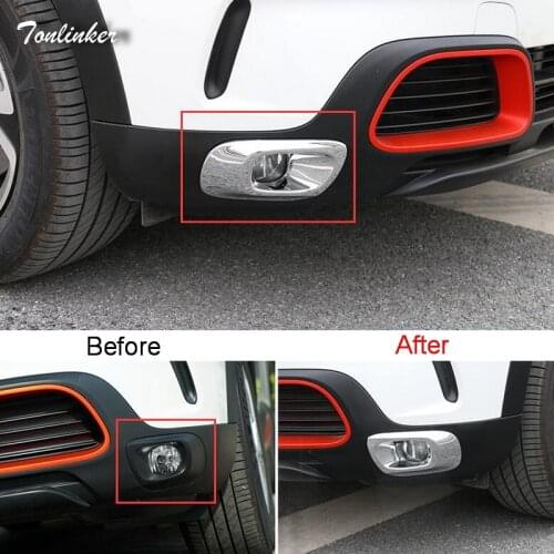 Tonlinker Cover Case Stickers for Citroen C5 aircross 2017-18 Car Styling 2 PCS ABS Chrome front fog light cover case sticker