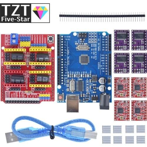 TZT cnc shield V3 engraving machine 3D Printe+ 4pcs DRV8825 driver expansion board for Arduino + UNO R3 with USB cable