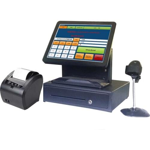 Whole set POS System with cash drawer scanner printer ALL IN ONE restaurants equipment 15'' touch screen POS Machine full set