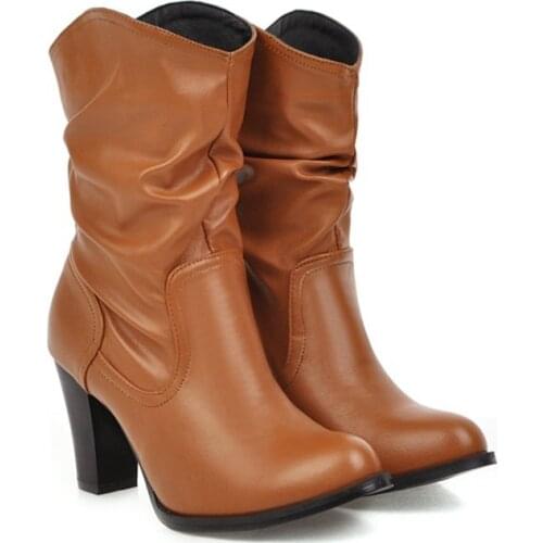 Women Autumn Winter Elegant Round Toe diamond botas mujer Zapatos De Mujer Booties Ankle High Heels 8CM Party boots Shoes 183S