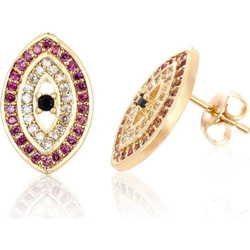 Fashion Devils Eye silver gold womens stud earring cz small hook earrings for women copper cubic zirconia earring 2019 gift