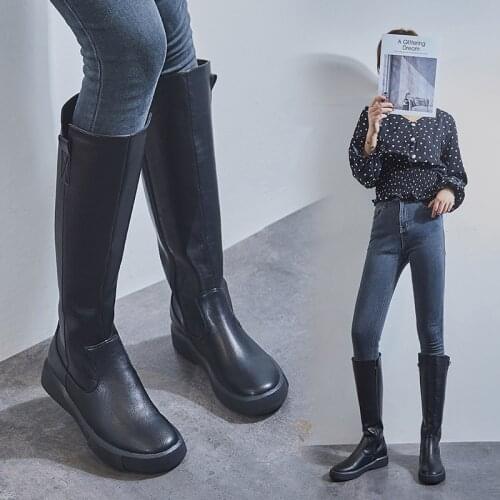 Platform Heels Knee High Boots Women Heels Zipper Designer Shoes Woman Booties Long Boots Female Chunky Shoes for Women 2021 New