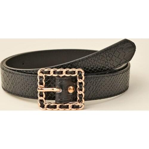 2021 New Womens Crocodile Pattern Fashion Belt Square Buckle Ladies Leather Belt Black Brown Women Jeans Belt